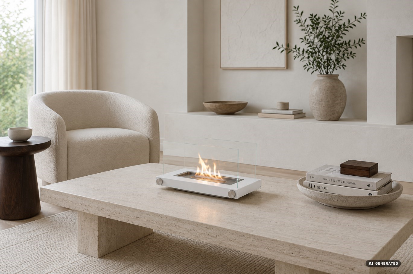 Biokominek stołowy Madryt White 35 cm biały EstiloHome